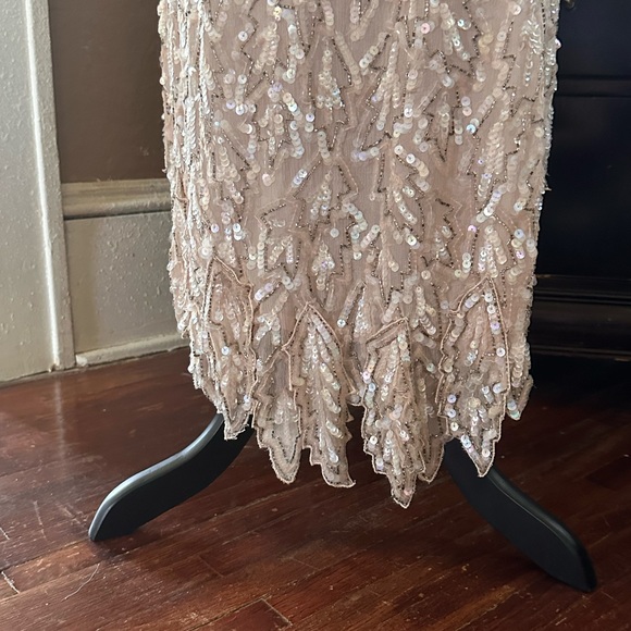 Light Pink Vintage 100% Silk Sequin Dress - Picture 2 of 6